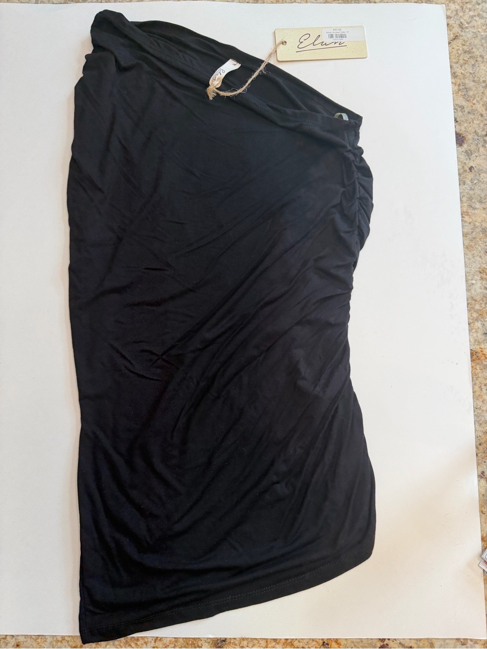 Elan Black One Shoulder Ruched Top NWT Size M